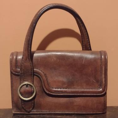 Vintage The Whip Di Roma Abercrombie & Finch Leather Asymmetrical Strap Purse Made In Italy 