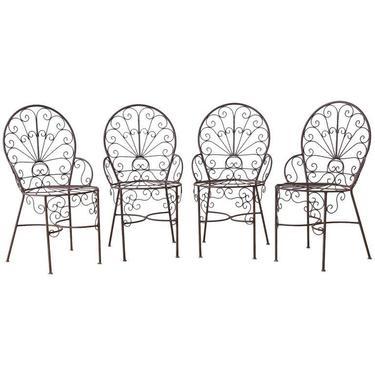 Salterini Style Iron Fan Back Garden Patio Chairs by ErinLaneEstate