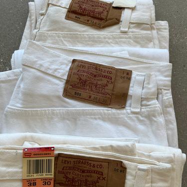 Vintage 1990s Levis 501s Button Fly Denim White Denim| Made in USA | 90s White Jeans NOS 