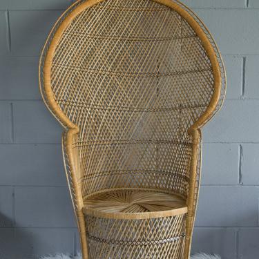 SHIPPING NOT FREE!!! Vintage Medium Size Rattan Peacock Chair 