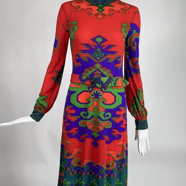 dress in floral and abstract geometric printed silk jersey Jeanne Silk Jersey Wrap Dress Diane von Furstenberg