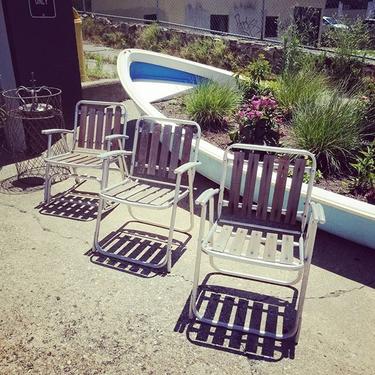                   Mid Century Wood and Aluminum patio set (two chairs one rocker) $175