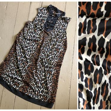 true vintage 1960s leopard print sleeveless nightie | ‘60s soft nylon animal print nightgown 