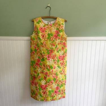 Miami Originals sleeveless A-line shift - size small - 1960s vintage floral dress 