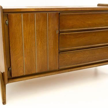 United Walnut Mid Century Modern Lowboy Dresser - mcm 