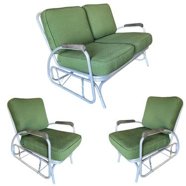 Aluminum Patio/Outdoor Settee &amp; Lounge Chair Slider Rocking Patio Set with Speed Arm 