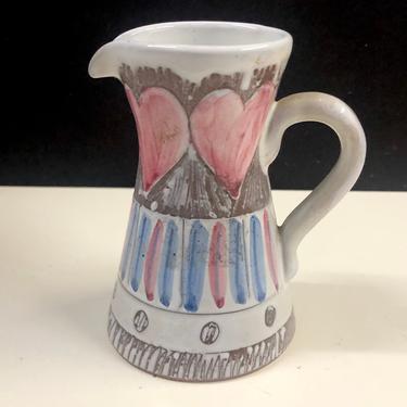 Mid Century Laholm Sweden Hand Painted Heart Creamer Vase 