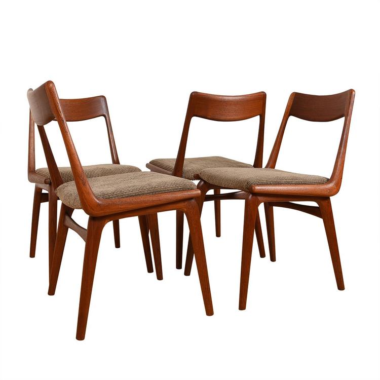 Set of 4 Danish Boomerang Dining Chairs by Erik Christensen