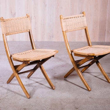 Hans Wegner-Style Rush Folding Chairs