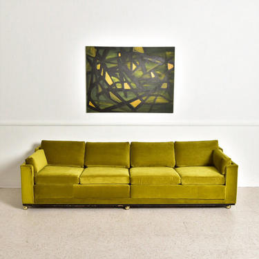 Apple Green Velvet Vintage 1960’s Sofa Bed 