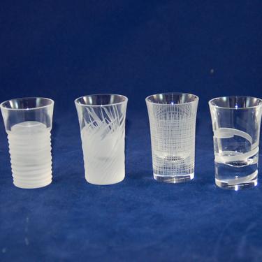 Set of 4 Salviati Hand-Cut Crystal Bicchieri Da Vodka Venetian Shot Glasses ~ Assorted Set of Four Salviati Crystal Venetian Shot Glasses 