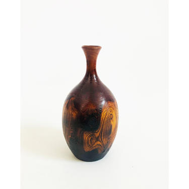 Vintage Natural Turned Wood Vase 