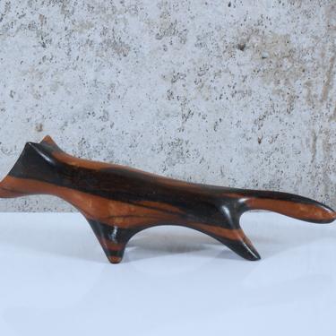 Modernist Carved Wooden Fox Figurine 
