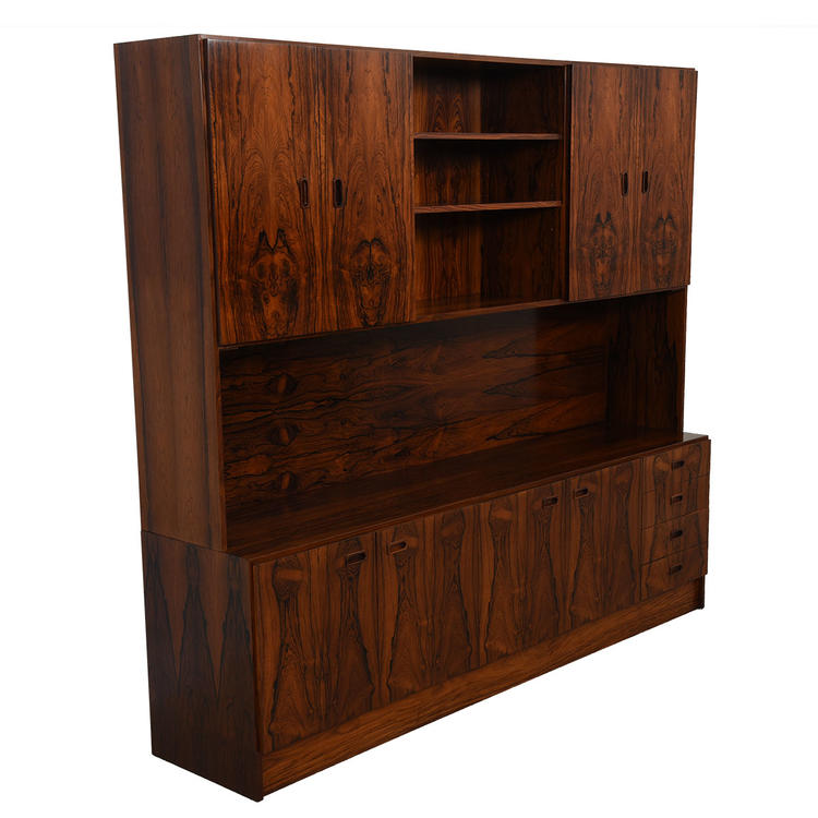 Danish Rosewood Tall Double-Level Media / Storage & Display Cabinet