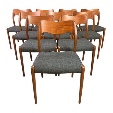 Set of Ten Vintage Danish Mid Century Modern Teak Dining Chairs &amp;quot;Model 71&amp;quot; by Niels Moller 