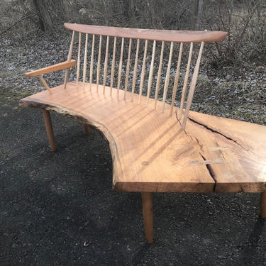 George Nakashima Style Conoid Bench - Mid Century Modern Bench - Danish Modern - Live Edge Furniture - Slab Bench - Wooden Bench 