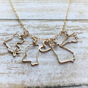 Two State Necklace - Travel Necklace - Personalized Gift - Best Friend Necklace 2 State to State - Home State Gift for Her- Home Sick Gift 