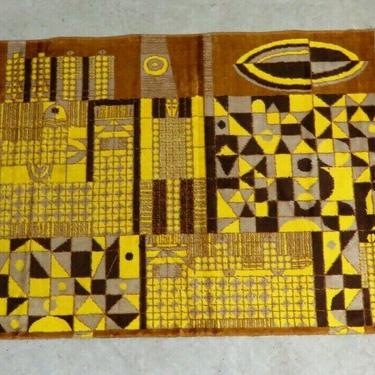 RARE Bakos Zsigmond HUNGARIAN MODERNIST ART TAPESTRY Abstract Rug MCM Space Age