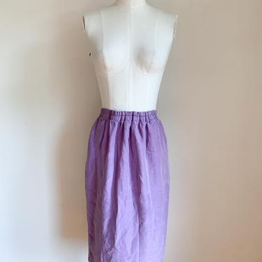 Vintage 1980s Lilac Purple Silk Pencil Skirt / S 