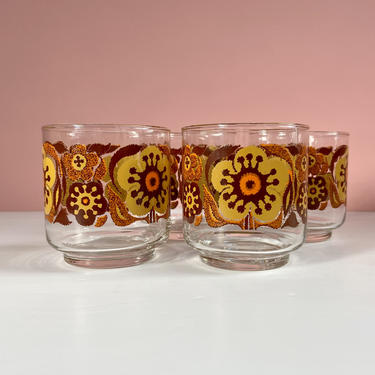 Set of 4 Floral Glasses - 2 Sets Available 
