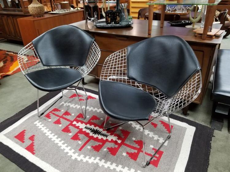 Pair of Bertoia style reproduction chairs