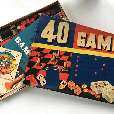 Vintage Whitman Publishing 40 Games, Board Game, Collage Assemblage, Low Tech Entertainment, Playing Cards Not Included 