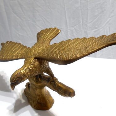 Vintage Brass Eagle Statue 1980s Home Decor Decorative Brass Detailed Majestic Bird 