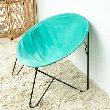 Green Folding Metal Canvas Hedstrom saucer chair 