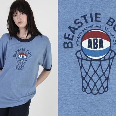Vintage 90s Beastie Boys T Shirt / ABA Atwater Basketball Tee / Check Your Head Album Ringer T Shirt L 