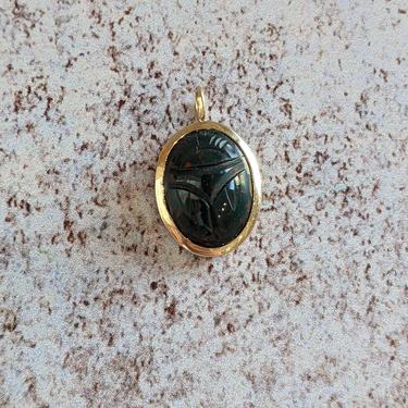 Ready to Ship XL 14k Bloodstone Scarab Charm 