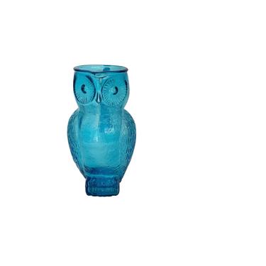 MCM Turquoise Glass Owl Pitcher 