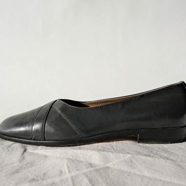 Vintage 80s De La Rentis Paris Charcoal Gray Butter Soft Leather Slip On Loafers | Made in Spain | Size 10.5 | 1980s Designer Mens Shoes 