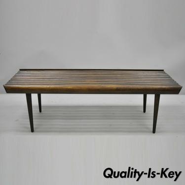 Vintage Mid Century Modern 48" Walnut Slat Bench Coffee Table