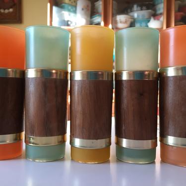 Tiki frosted glass highball tumblers libbey set of 5 