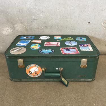 Vintage Suitcase with Hotel Labels