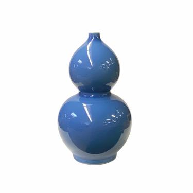 Midnight Blue Glaze Porcelain Plain Gourd Shape Fengshui Vase ws1625E 