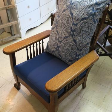 Antique tiger oak recliner / new cushions - $225