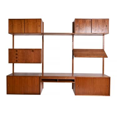 Danish Modern Walnut Bookcase Wall Unit Floating Cabinet by HG Furniture Hansen Guldborg 