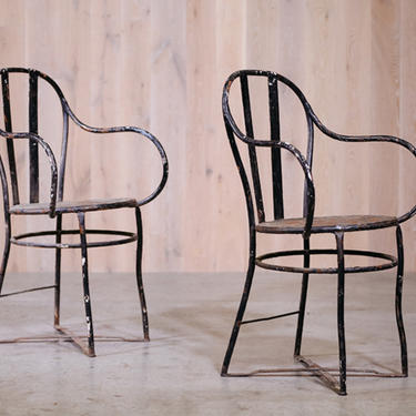 Pair of Steel Strap Back Captain&#8217;s Chairs