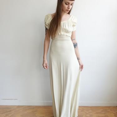 Vintage 40s Rayon Jersey Ivory Floor Length Dress/ 1940 | Bottle of Bread - Baltimore, MD | ATTIC Vintage 40s Rayon Jersey Ivory Floor Length Dress/ 1940 | Bottle of Bread - Baltimore, MD | ATTIC