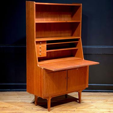 Vintage Danish Teak Bookcase Secretary Desk Storage Cabinet - Mid Century Modern Furniture 
