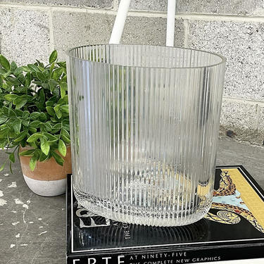 Vintage Wastebasket Retro 1980s Contemporary + Art Deco Revival + Lucite + Clear + Oval + Garbage Bin + Trash Can + Home and Bathroom Decor 