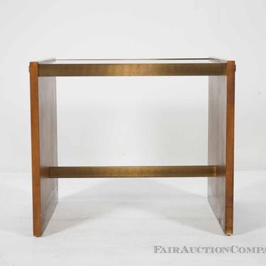 Brass and Smoked Glass End Table