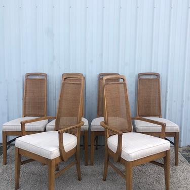 Set of 6 Mid Century Cane Back Dining Chairs