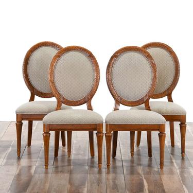 Set Of 4 Rattan Back Dining Chairs