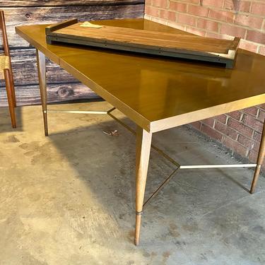 Rare Paul McCobb Calvin Group Blond and Brass Dining Table 