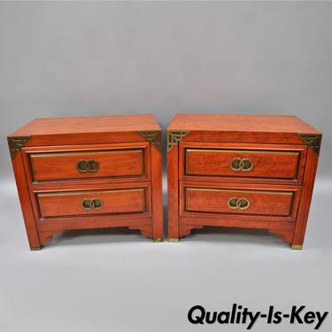 Vtg Red Oriental Chinoiserie Nightstands Bedside Tables James Mont Thomasville