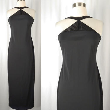Vintage Nineties Joseph Ribkoff Creations Black Sleeveless Halter Gown - 90s Size 6 Sexy Sheath Dress 