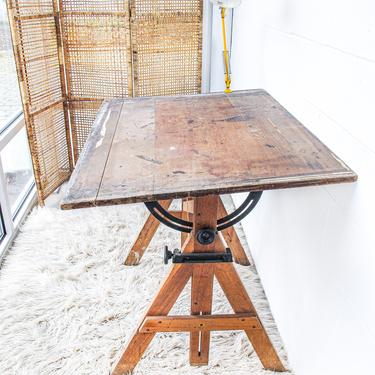 Antique Wood Drafting Art Table by Keuffel & Esser Co. 