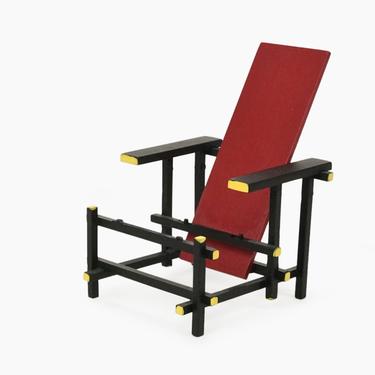 Miniature Red and Blue Chair Mid Century Gerrit Rietveld Designer De Stijl 